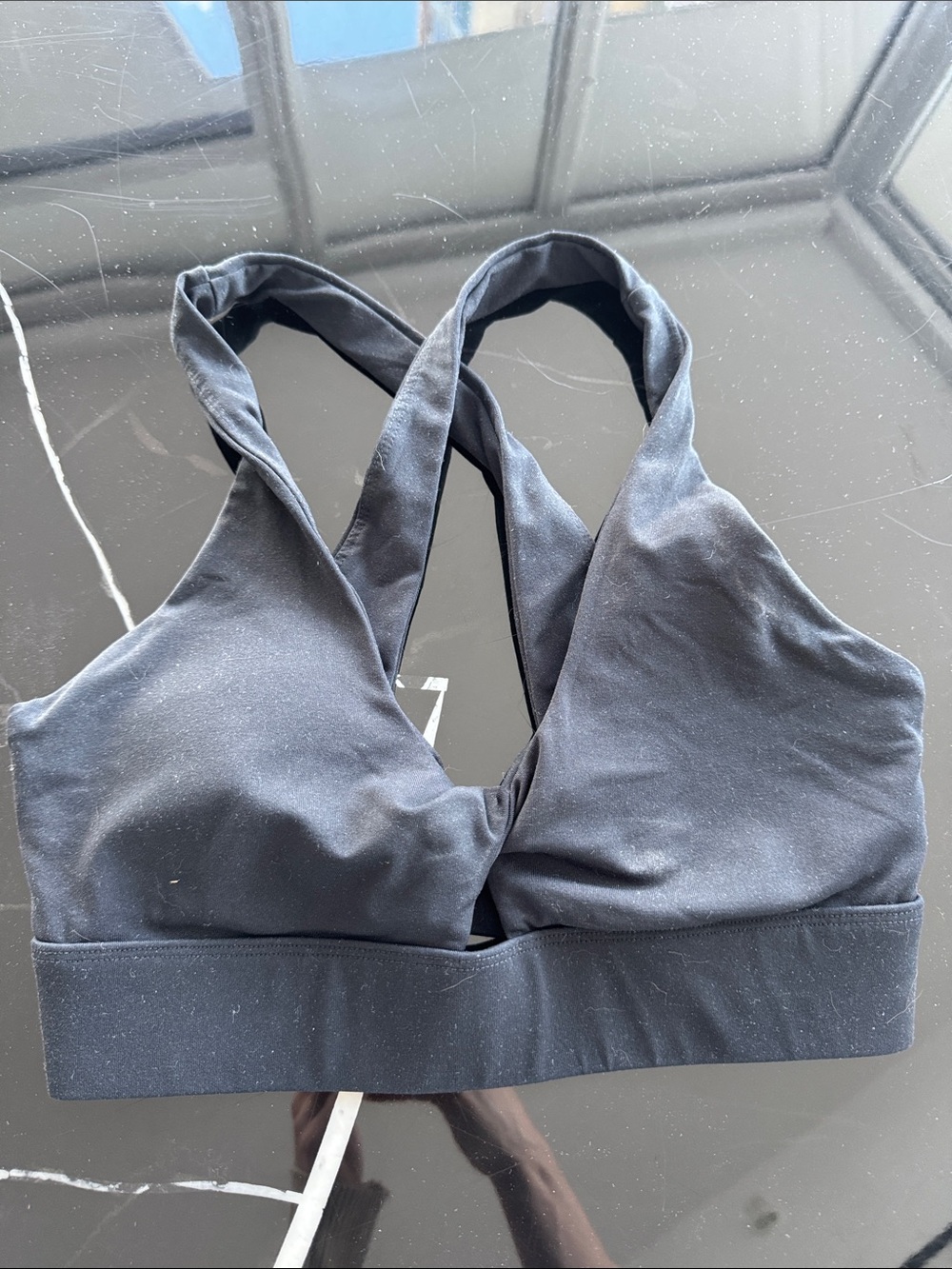 Fabletics Black Cross-Front Wireless Sports Bra